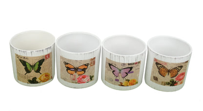 Set 4 vase ceramice rotunde cu  flori