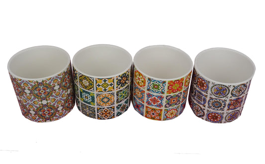 Set 4 vase ceramice rotunde cu imprimeu H 10 M 1