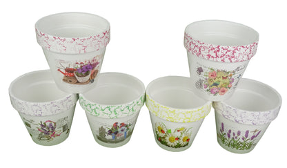 Set 6 vase ceramice rotunde conice cu imprimeu H 12 M 1