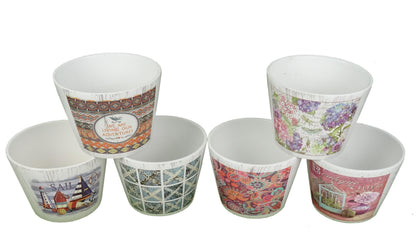 Set 6 vase ceramice rotunde conice cu imprimeu H 10 M 1