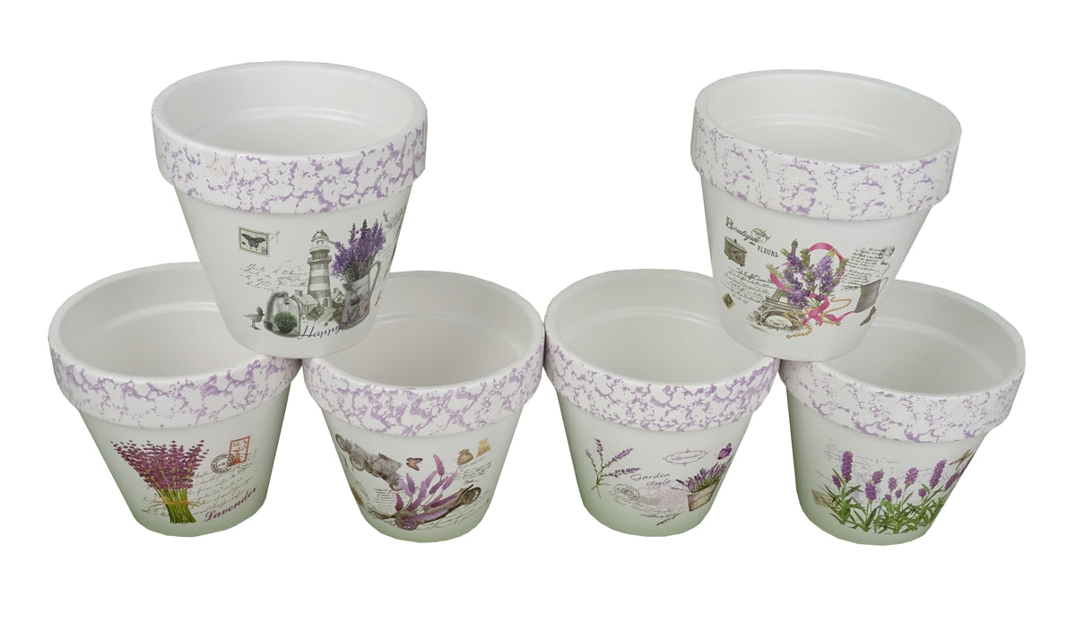 Set 6 vase ceramice rotunde conice cu imprimeu H 12 M 1