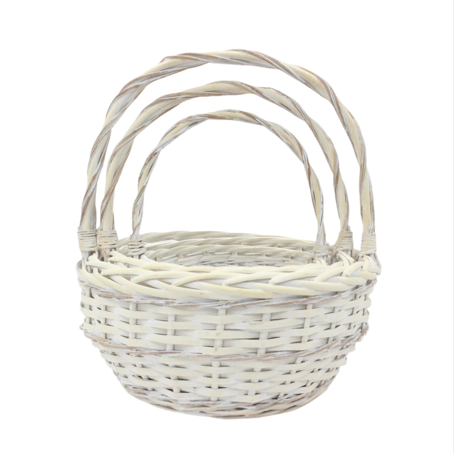 Set 3 Cosuri Rotunde din Rachita Alb