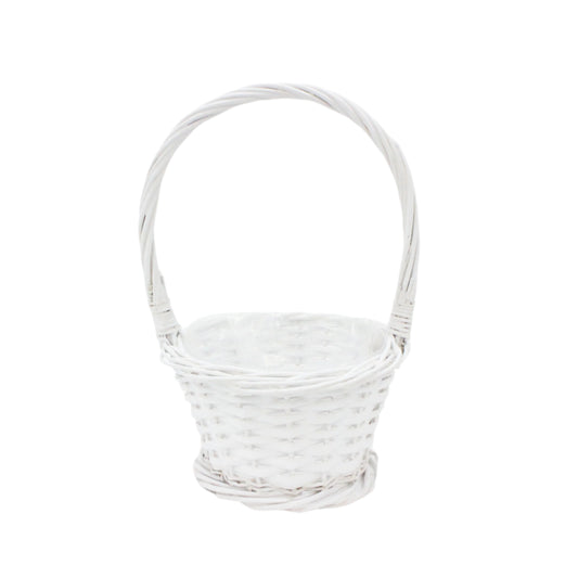 Cos din Rachita Forma Rotunda cu Partea Superioara Marita Alb