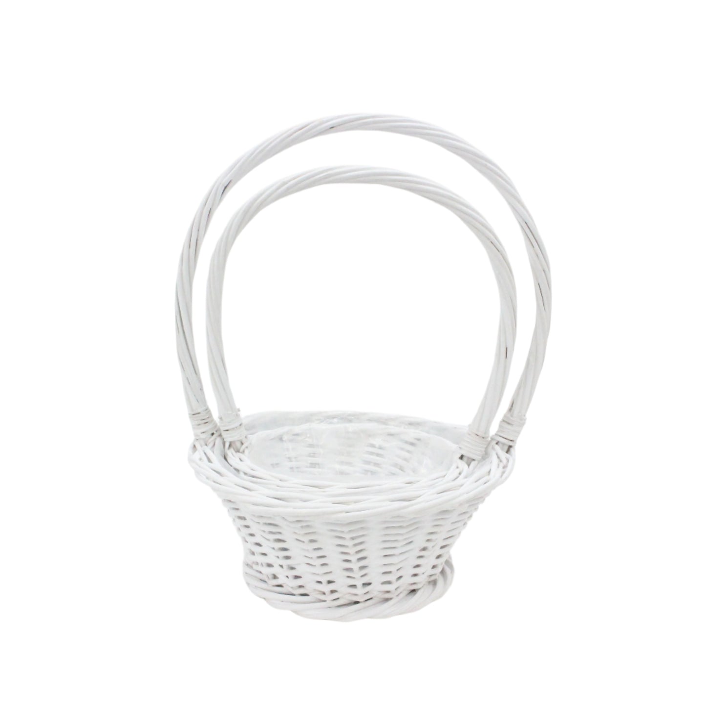 Set 2 Cosuri din Rachita Forma Rotunda Alb