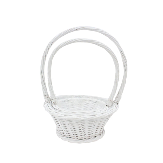 Set 2 Cosuri din Rachita Forma Rotunda Alb