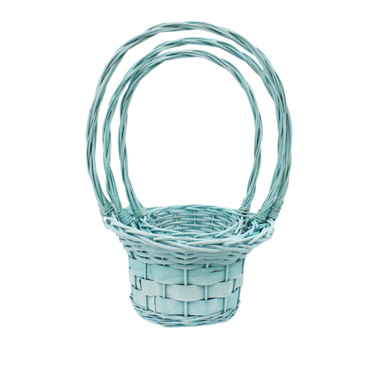 Set 3 Cosuri din Rachita Forma Palarie cu Aschii de Lemn Verde