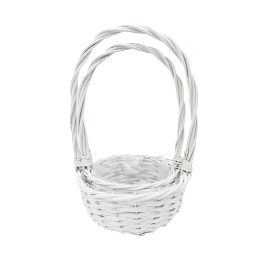 Set 2 Cosuri din Rachita Forma Rotunda Alb