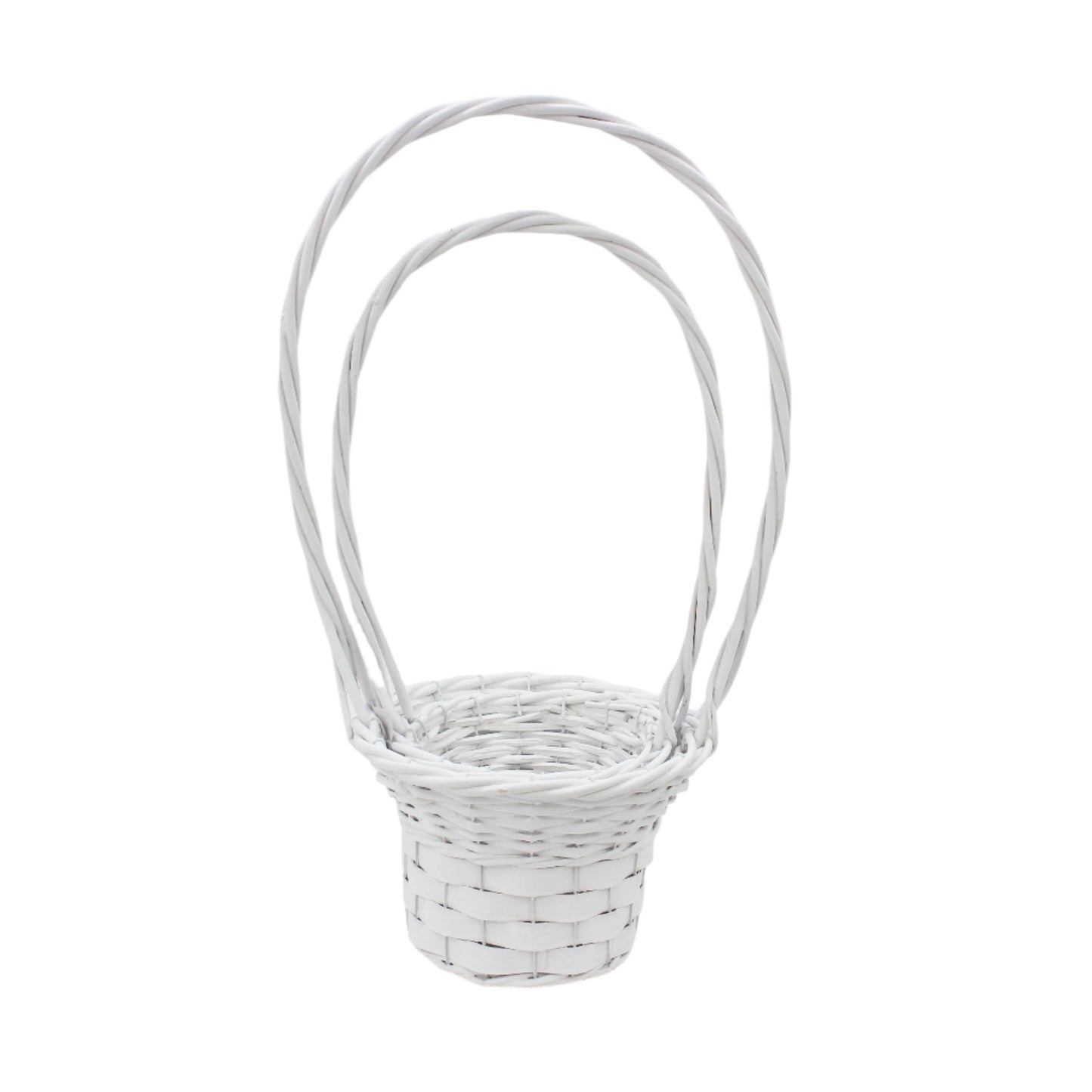 Set 2 Cosuri din Rachita Forma Rotunda Alb cu Aschii de Lem