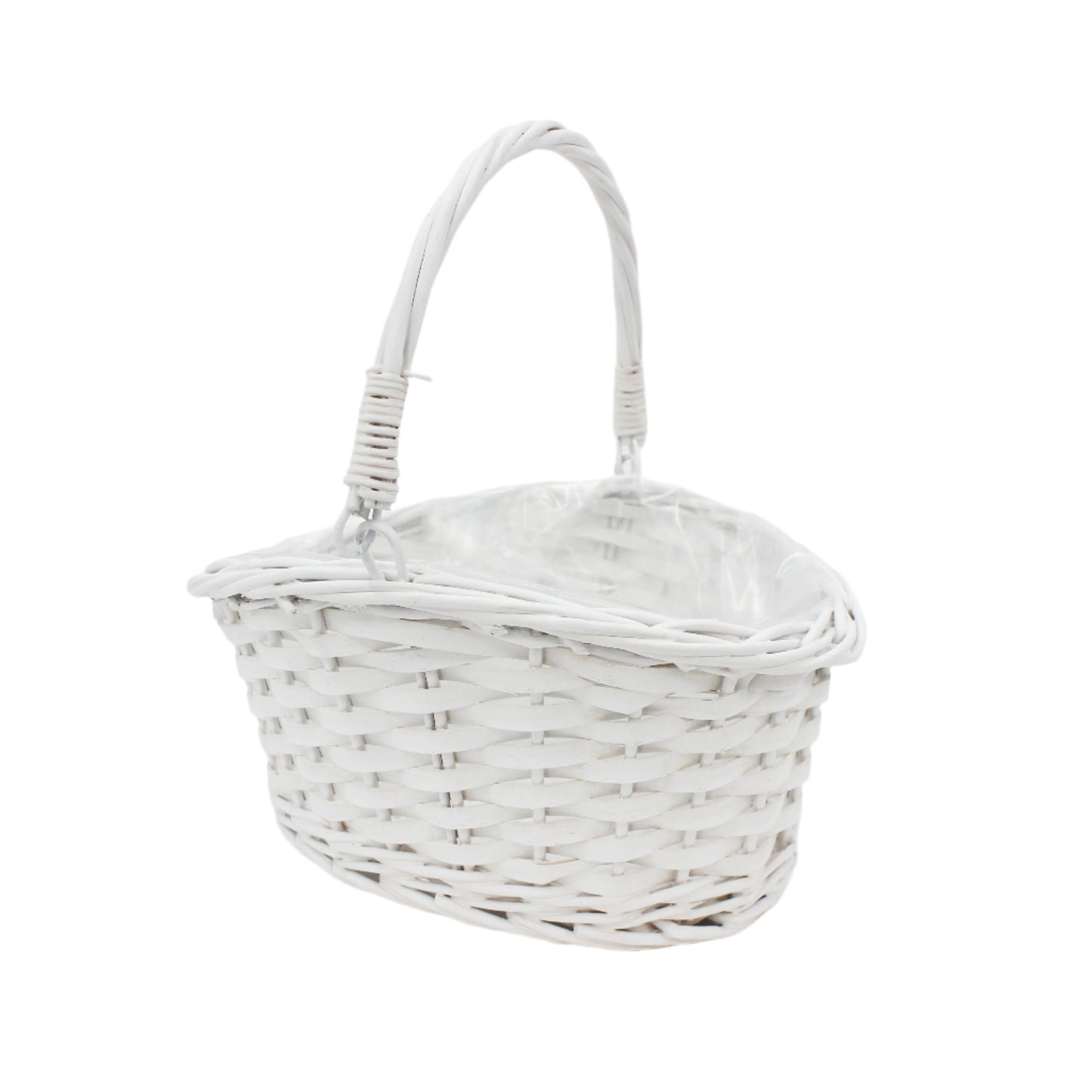 Cos din Rachita Forma Munte Alb cu Maner Mobil