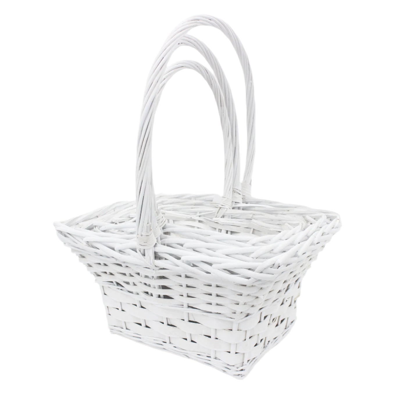 Set 3 Cosuri din Rachita Dreptunghiulare Albe cu Aschii de Lemn