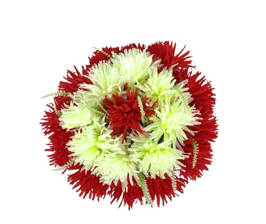 Coronita Funerara Crizanteme Artificiale din Plastic Rosii si Galbene