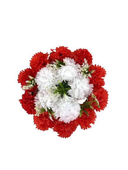 Coronita cu Garoafe din Plastic Alb cu Rosu