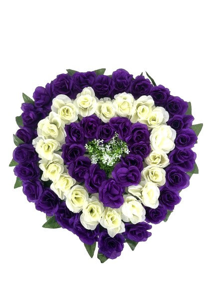 Coronita Funerara Model Inima Alb cu Albstru