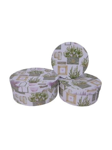 Set 3 cutii rotunde cu imprimeu