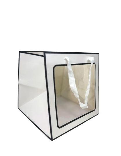 Punga din hartie cu laterala transparenta mare