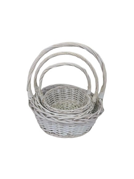 set 3cosuri rotunde din rachita cu toarta