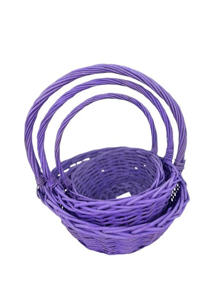 set 3cosuri rotunde din rachita cu toarta