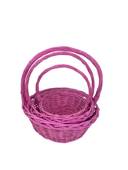 set 3cosuri rotunde din rachita cu toarta